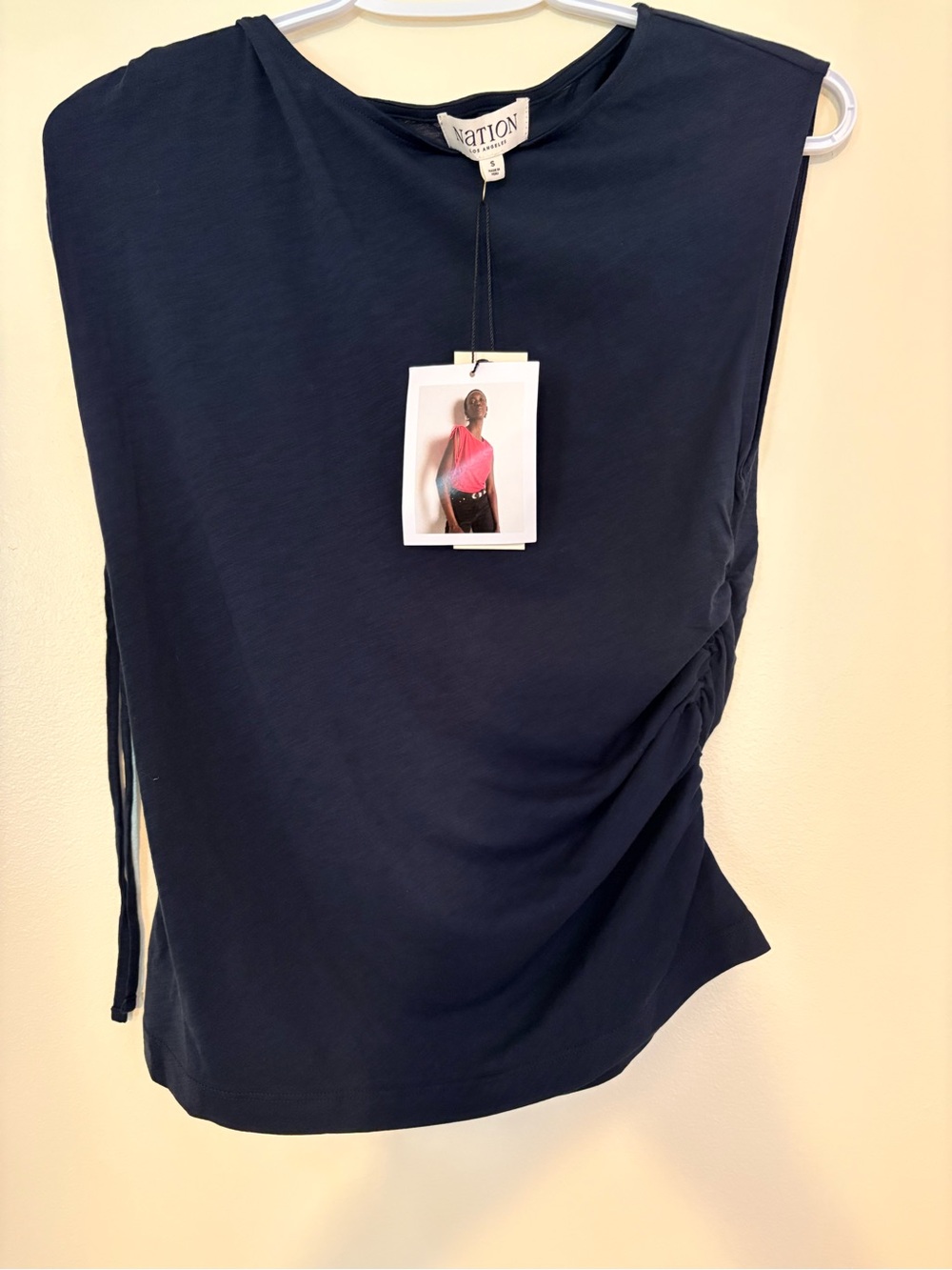 Nation LA Navy Side-Ruched Tank